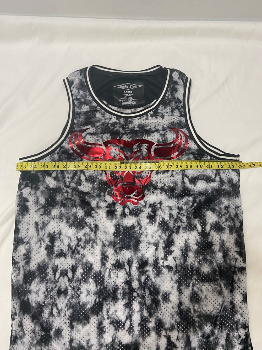 Eighty Eight Black & White Tie-Dye Mesh Graphic sleeveless T-Shirt Size- Large. - Picture 6 of 11